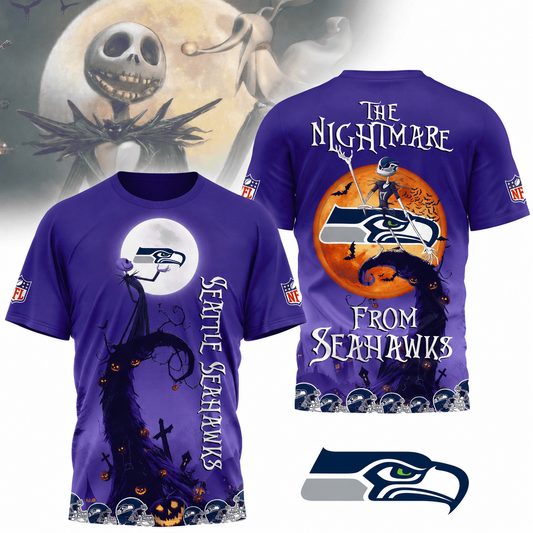 [SPECIAL OFFER] NEW CUSTOMIZED NFL06 SSH SEATTLE SEAHAWKS HALLOWEEN THE NIGHTMARE APPAREL