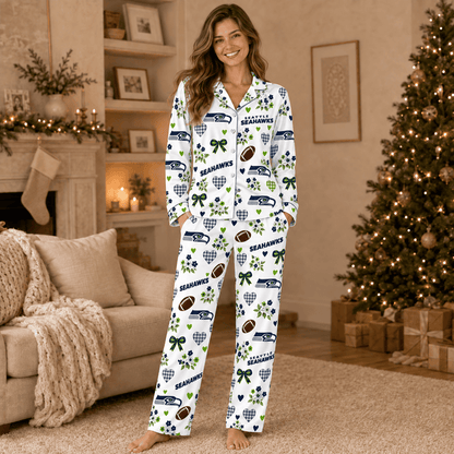 [SPECIAL OFFER] NEW CUSTOMIZED NFL06 SSH SEATTLE SEAHAWKS HALLOWEEN LONG PAJAMAS SET