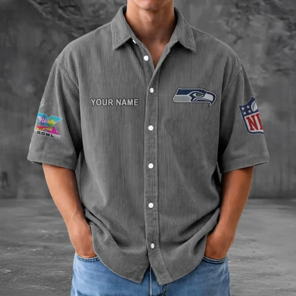[HOT DEAL] NEW CUSTOMIZED NFL06 SSH SEATTLE SEAHAWKS SEERSUCKER BUTTON SHIRT