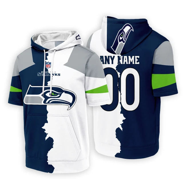 [SPECIAL OFFER] NEW CUSTOMIZED NFL06 SSH SEATTLE SEAHAWKS SHORT SLEEVE HOODIE T-SHIRT