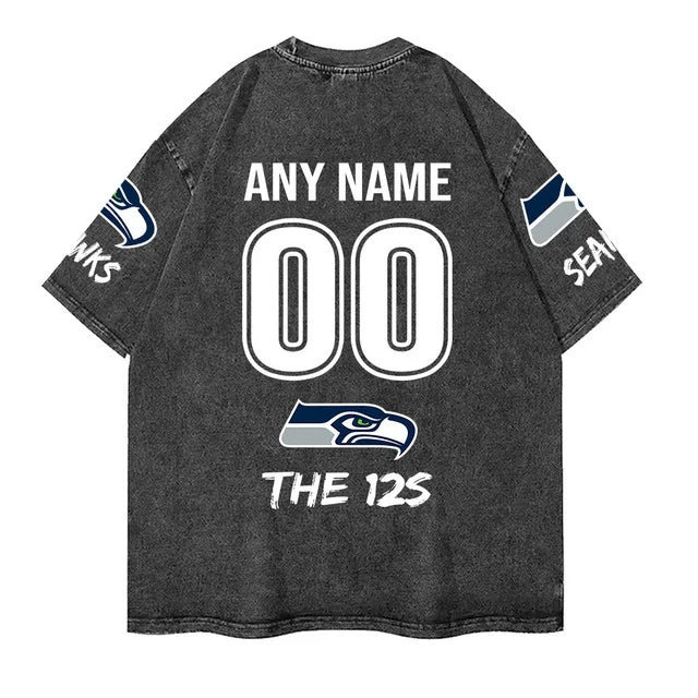 [SPECIAL OFFER] NEW CUSTOMIZED NFL06 SSH SEATTLE SEAHAWKS FUNNY MULTICOLOR WASHED TEE