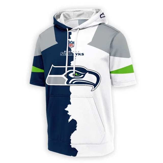 [SPECIAL OFFER] NEW CUSTOMIZED NFL06 SSH SEATTLE SEAHAWKS SHORT SLEEVE HOODIE T-SHIRT