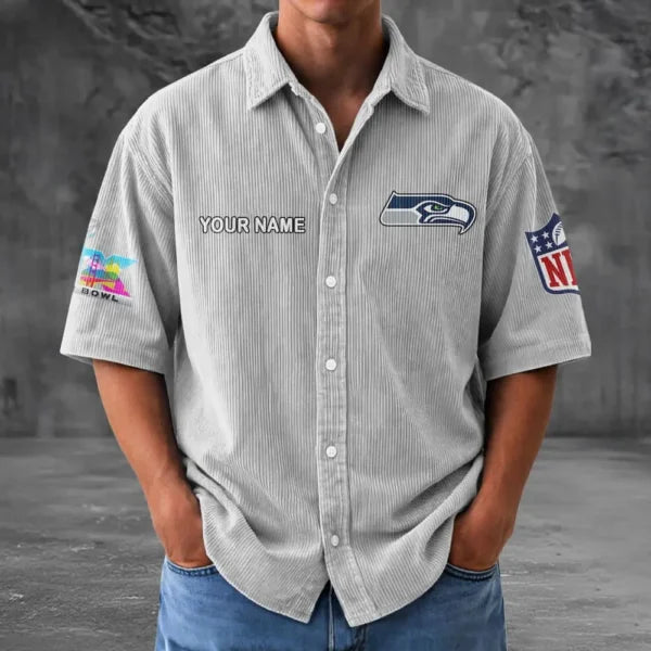 [HOT DEAL] NEW CUSTOMIZED NFL06 SSH SEATTLE SEAHAWKS SEERSUCKER BUTTON SHIRT
