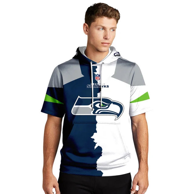 [SPECIAL OFFER] NEW CUSTOMIZED NFL06 SSH SEATTLE SEAHAWKS SHORT SLEEVE HOODIE T-SHIRT
