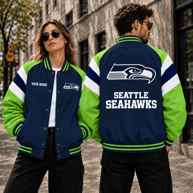 [SPECIAL OFFER] NEW CUSTOMIZED NFL06 SSH SEATTLE SEAHAWKS SATIN VARSITY & BASEBALL JACKET