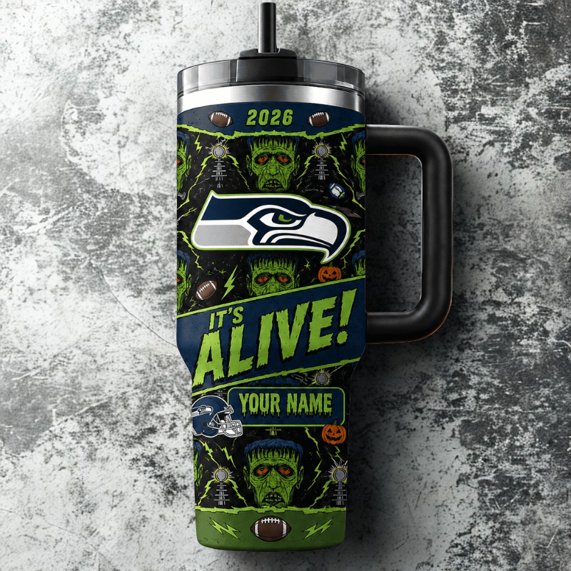 [SPECIAL OFFER] NEW CUSTOMIZED NFL06 SSH SEATTLE SEAHAWKS HALLOWEEN  40OZ TUMBLER
