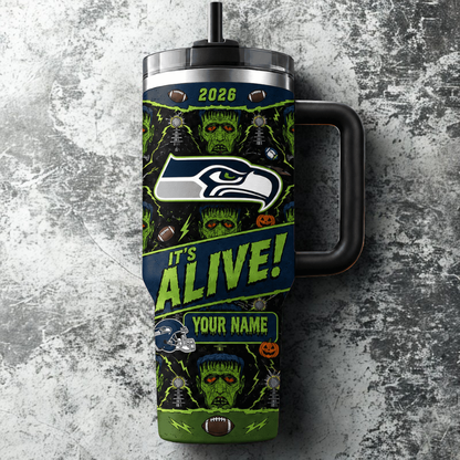 [SPECIAL OFFER] NEW CUSTOMIZED NFL06 SSH SEATTLE SEAHAWKS HALLOWEEN  40OZ TUMBLER