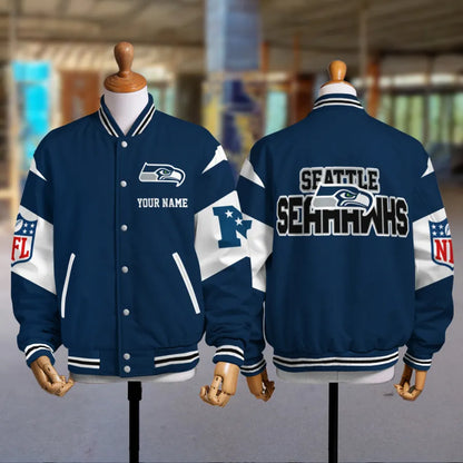 [HOT DEAL] NEW CUSTOMIZED NFL06 SSH SEATTLE SEAHAWKS SATIN VARSITY & BASEBALL JACKET