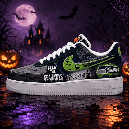 [SPECIAL OFFER] NEW CUSTOMIZED NFL06 SSH SEATTLE SEAHAWKS HALLOWEEN AF1 SHOES