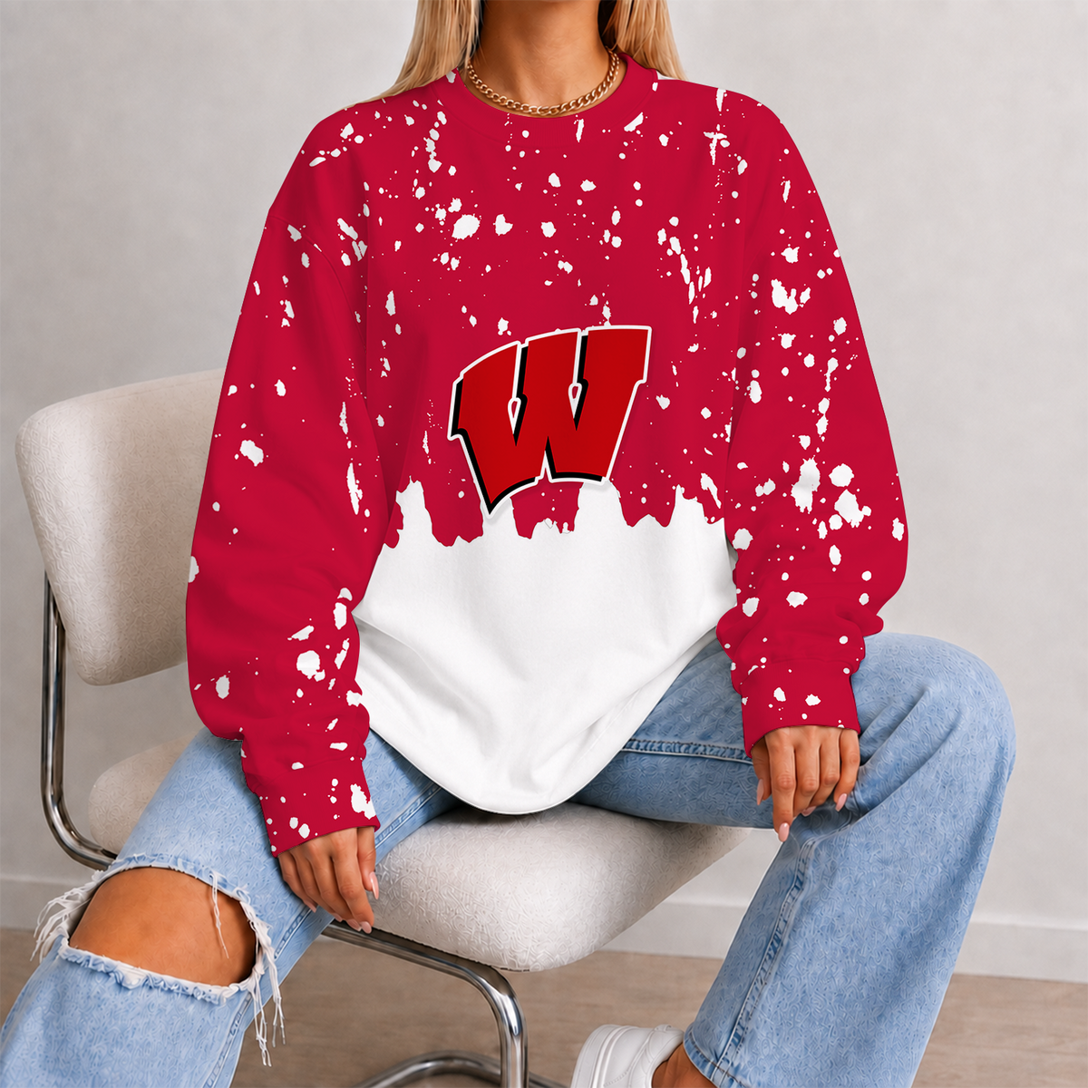[FAN FAVORITE] NEW CUSTOMIZED NCAA MFF06 WSB WISCONSIN BADGERS UNISEX SWEATSHIRT