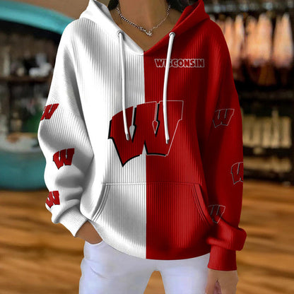 [FAN FAVORITE] NEW CUSTOMIZED NCAA MFF06 WSB WISCONSIN BADGERS RIBBED HOODIE & SWEATSHIRT