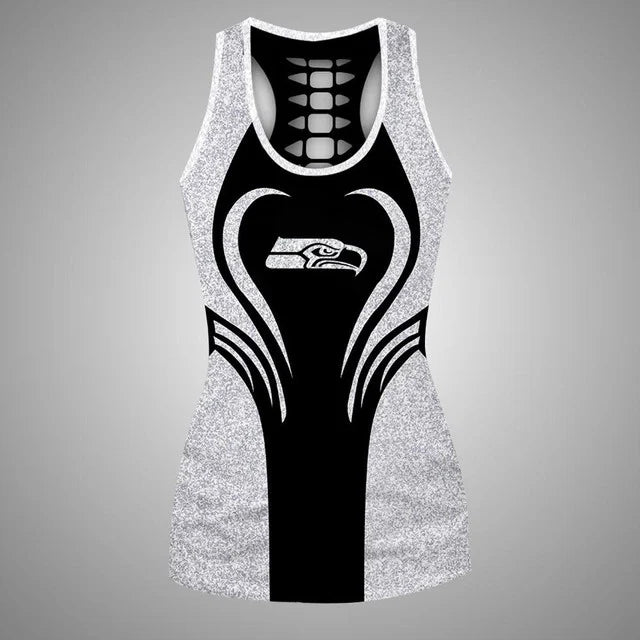 [SPECIAL OFFER] NEW CUSTOMIZED NFL06 SSH SEATTLE SEAHAWKS HOLLOW TANK TOP & LEGGINGS SET