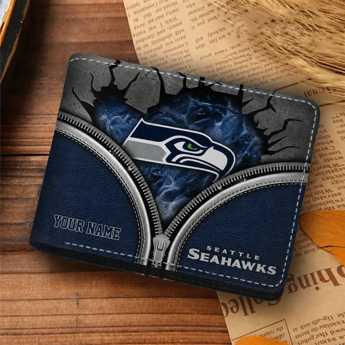 [SPECIAL OFFER] NEW CUSTOMIZED NFL06 SSH SEATTLE SEAHAWKS LEATHER WALLET