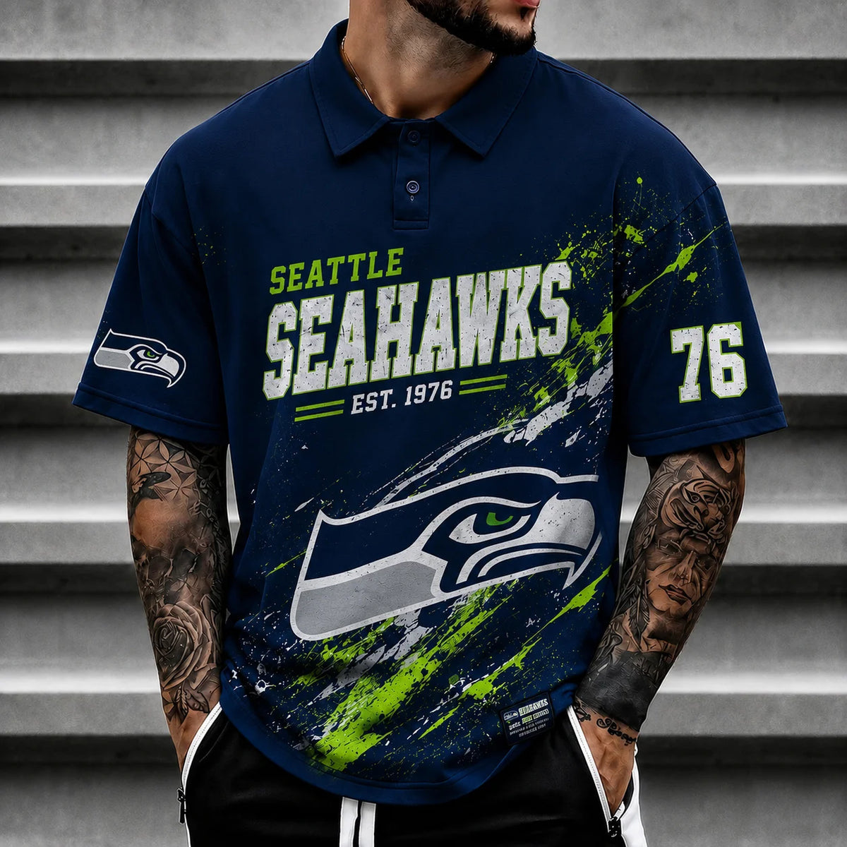 [SPECIAL OFFER] NEW CUSTOMIZED NFL06 SSH SEATTLE SEAHAWKS POLO SHIRT
