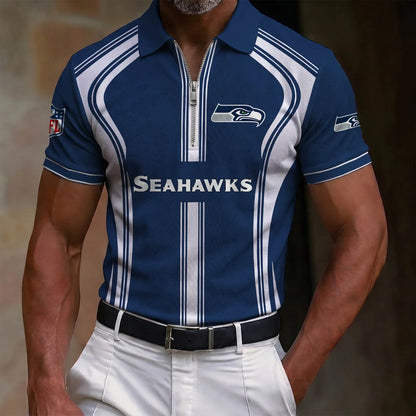 [SPECIAL OFFER] NEW CUSTOMIZED NFL06 SSH SEATTLE SEAHAWKS ZIP POLO SHIRT
