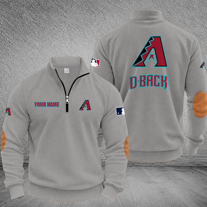 [FLASH SALE] NEW CUSTOMIZED MLB07 ADS ARIZONA DIAMONDBACKS MULTICOLOR STRIPED QUATER ZIP SWEATSHIRT