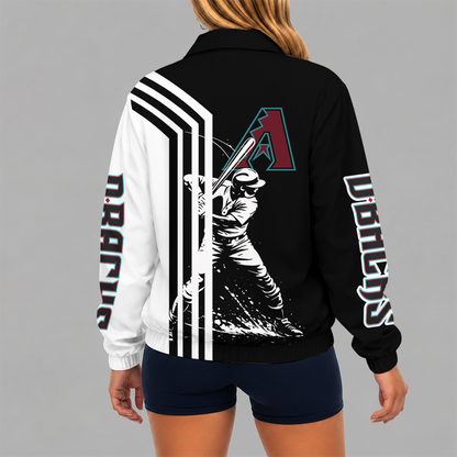 LIMITED EDITION - NEW CUSTOMIZED MLB07 ADS ARIZONA DIAMONDBACKS V-NECK ZIPPER SWEATSHIRT JACKET
