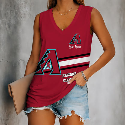 [FLASH SALE] NEW CUSTOMIZED MLB07 ADS ARIZONA DIAMONDBACKS WOMEN'S V-NECK TANK TOP