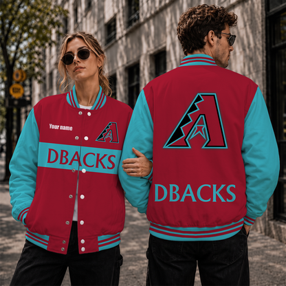 [FLASH SALE] NEW CUSTOMIZEDMLB07 ADS ARIZONA DIAMONDBACKS SATIN VARSITY & BASEBALL JACKET