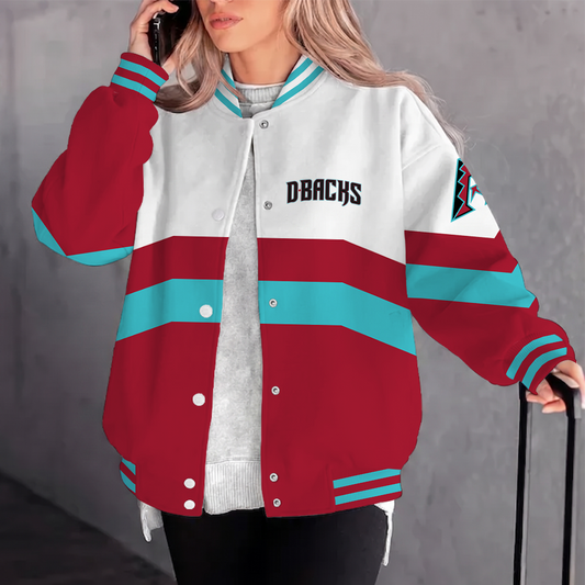 [FLASH SALE] NEW CUSTOMIZEDMLB07 ADS ARIZONA DIAMONDBACKS SATIN VARSITY & BASEBALL JACKET