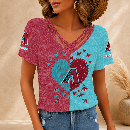 [FLASH SALE] NEW CUSTOMIZED MLB07 ADS ARIZONA DIAMONDBACKS V-NECK SHIRT