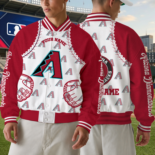 [FLASH SALE] NEW CUSTOMIZEDMLB07 ADS ARIZONA DIAMONDBACKS SATIN VARSITY & BASEBALL JACKET