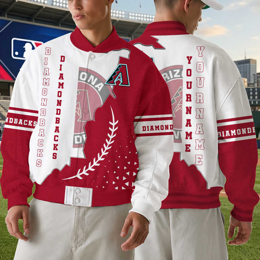 [FLASH SALE] NEW CUSTOMIZEDMLB07 ADS ARIZONA DIAMONDBACKS SATIN VARSITY & BASEBALL JACKET