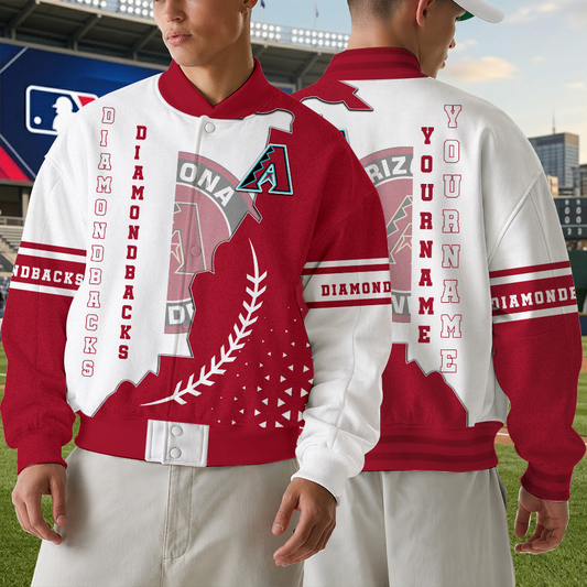 [FLASH SALE] NEW CUSTOMIZEDMLB07 ADS ARIZONA DIAMONDBACKS SATIN VARSITY & BASEBALL JACKET