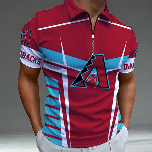 [FLASH SALE] NEW CUSTOMIZED MLB07 ADS ARIZONA DIAMONDBACKS ZIP POLO SHIRT