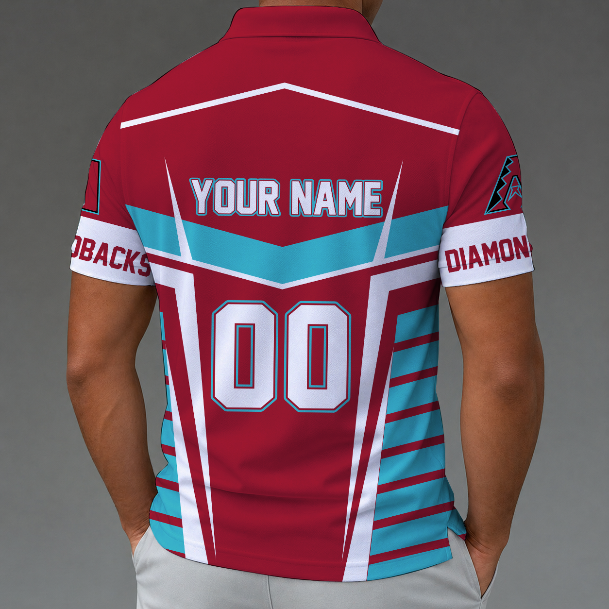 [FLASH SALE] NEW CUSTOMIZED MLB07 ADS ARIZONA DIAMONDBACKS ZIP POLO SHIRT