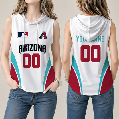 [FLASH SALE] NEW CUSTOMIZED MLB07 ADS ARIZONA DIAMONDBACKS WOMEN'S SLEEVELESS HOODED POCKET TANK TOP