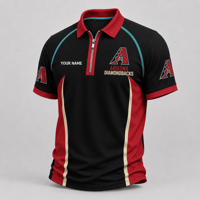 [FLASH SALE] NEW CUSTOMIZED MLB07 ADS ARIZONA DIAMONDBACKS ZIP POLO SHIRT