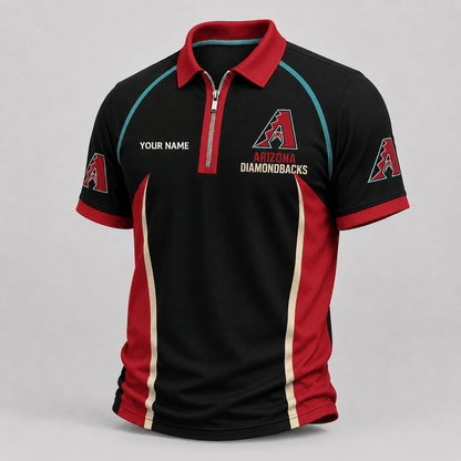 [FLASH SALE] NEW CUSTOMIZED MLB07 ADS ARIZONA DIAMONDBACKS ZIP POLO SHIRT