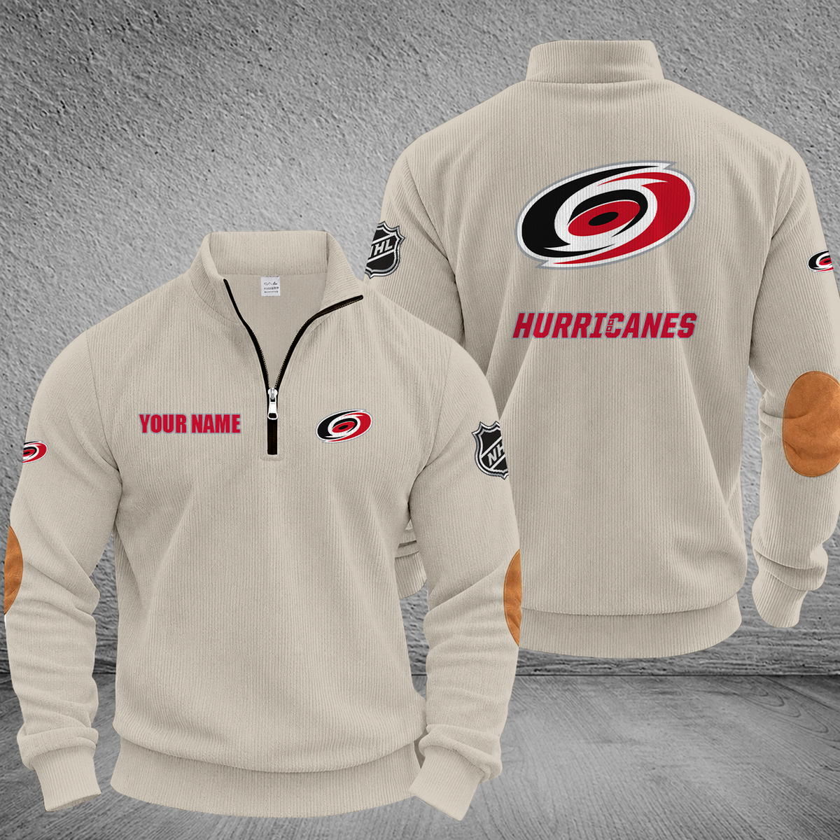 [SUPER SALE] NEW CUSTOMIZED NHL07 CLH CAROLINA HURRICANES MULTICOLOR STRIPED QUATER ZIP SWEATSHIRT