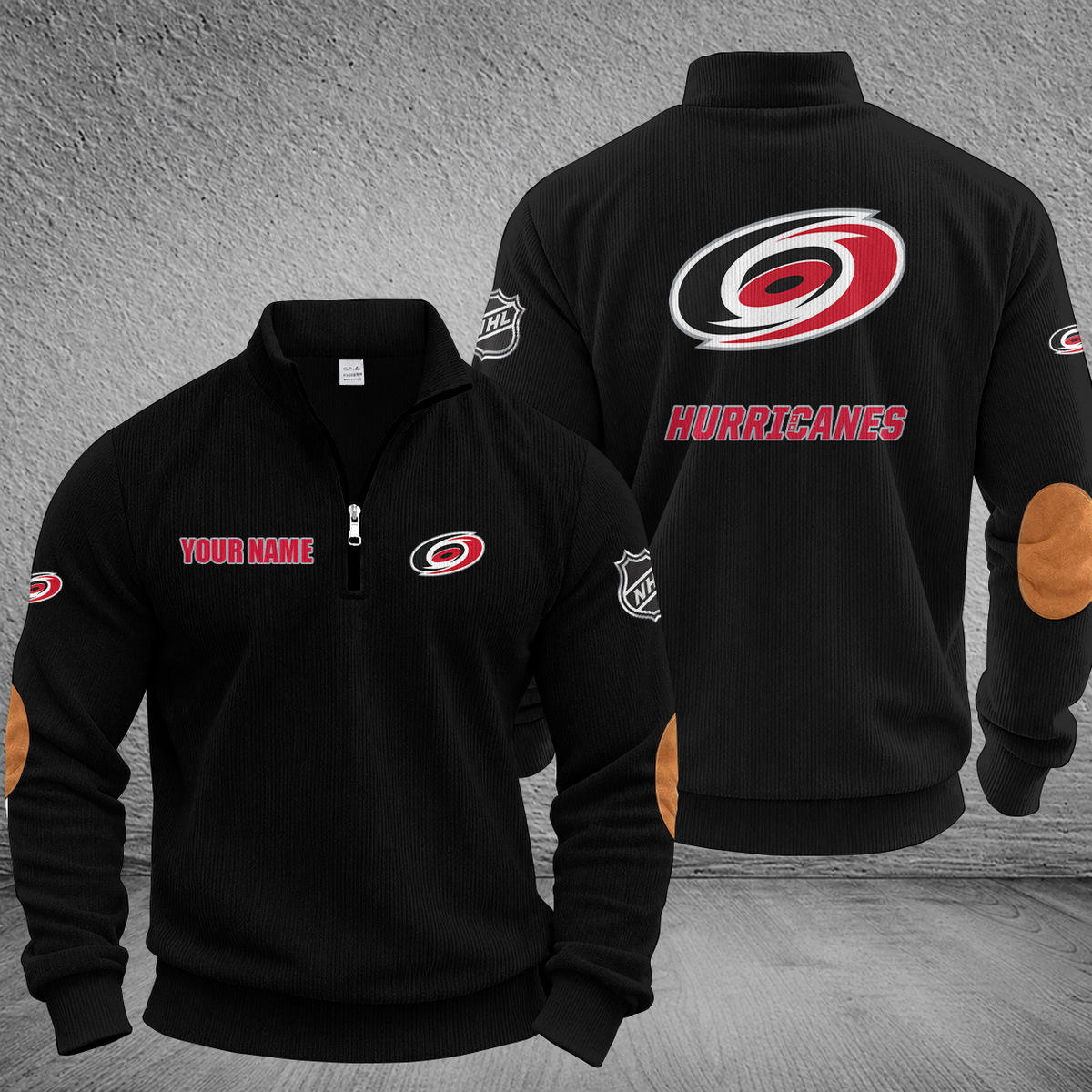 [SUPER SALE] NEW CUSTOMIZED NHL07 CLH CAROLINA HURRICANES MULTICOLOR STRIPED QUATER ZIP SWEATSHIRT