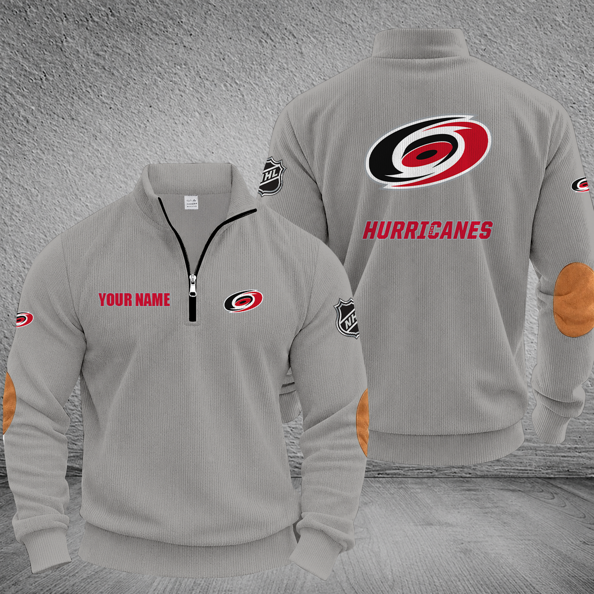 [SUPER SALE] NEW CUSTOMIZED NHL07 CLH CAROLINA HURRICANES MULTICOLOR STRIPED QUATER ZIP SWEATSHIRT