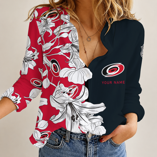 [SUPER SALE] NEW CUSTOMIZED NHL07 CLH CAROLINA HURRICANES WOMEN CASUAL SHIRT