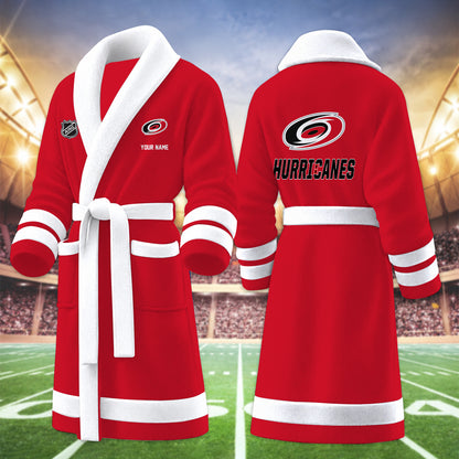 [SUPER SALE] NEW CUSTOMIZED NHL07 CLH CAROLINA HURRICANES MULTICOLOR FLEECE BATHROBE