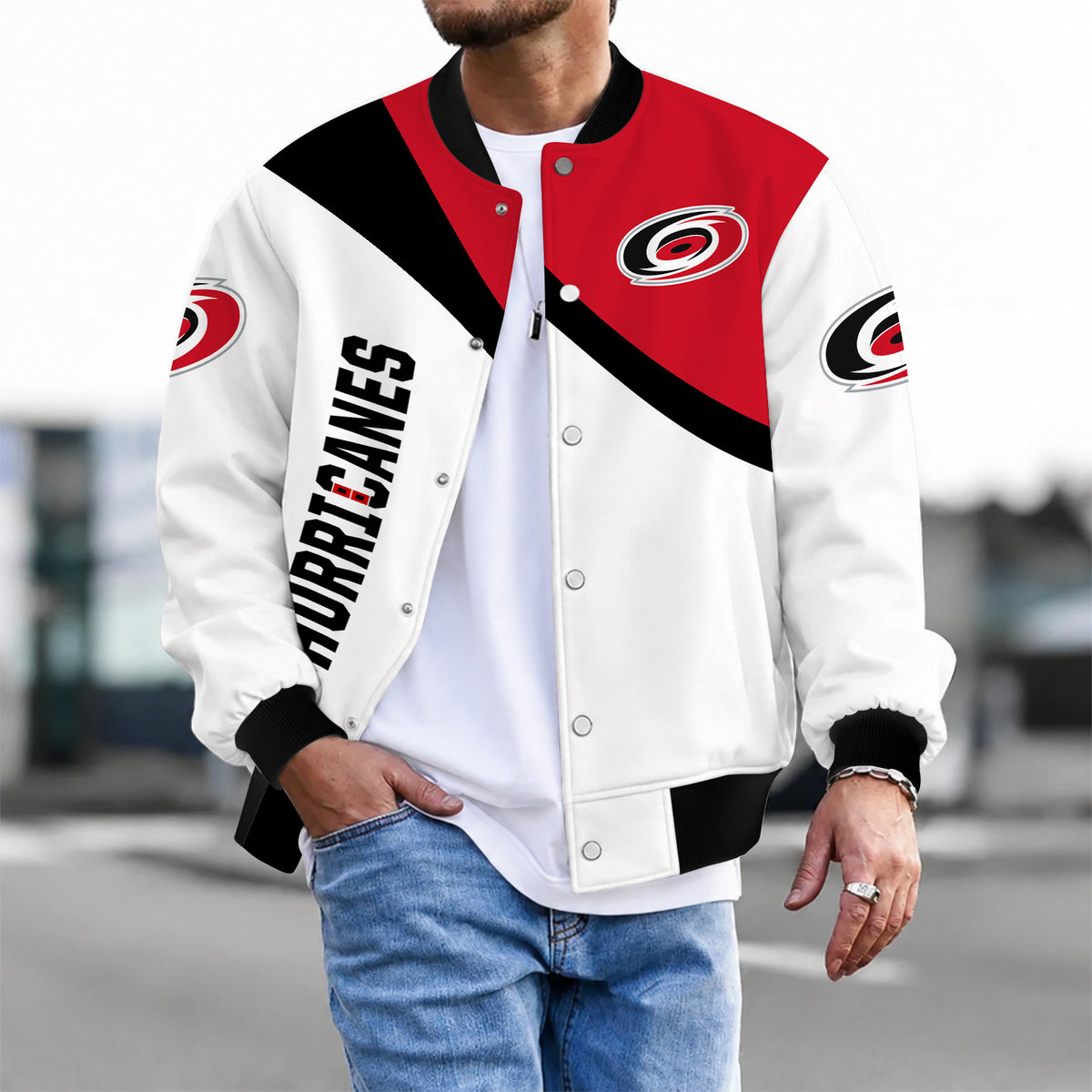 [SUPER SALE] NEW CUSTOMIZED NHL07 CLH CAROLINA HURRICANES SATIN VARSITY JACKET & BASEBALL JACKET