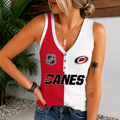 [SUPER SALE] NEW CUSTOMIZED NHL07 CLH CAROLINA HURRICANES WOMEN'S V-NECK TANK TOP