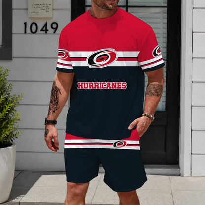 [SUPER SALE] NEW CUSTOMIZED NHL07 CLH CAROLINA HURRICANES UNISEX T-SHIRT & SHORTS SET