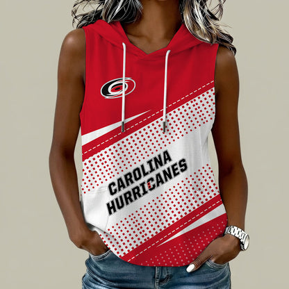[SUPER SALE] NEW CUSTOMIZED NHL07 CLH CAROLINA HURRICANES WOMEN'S SLEEVELESS HOODED POCKET TANK TOP