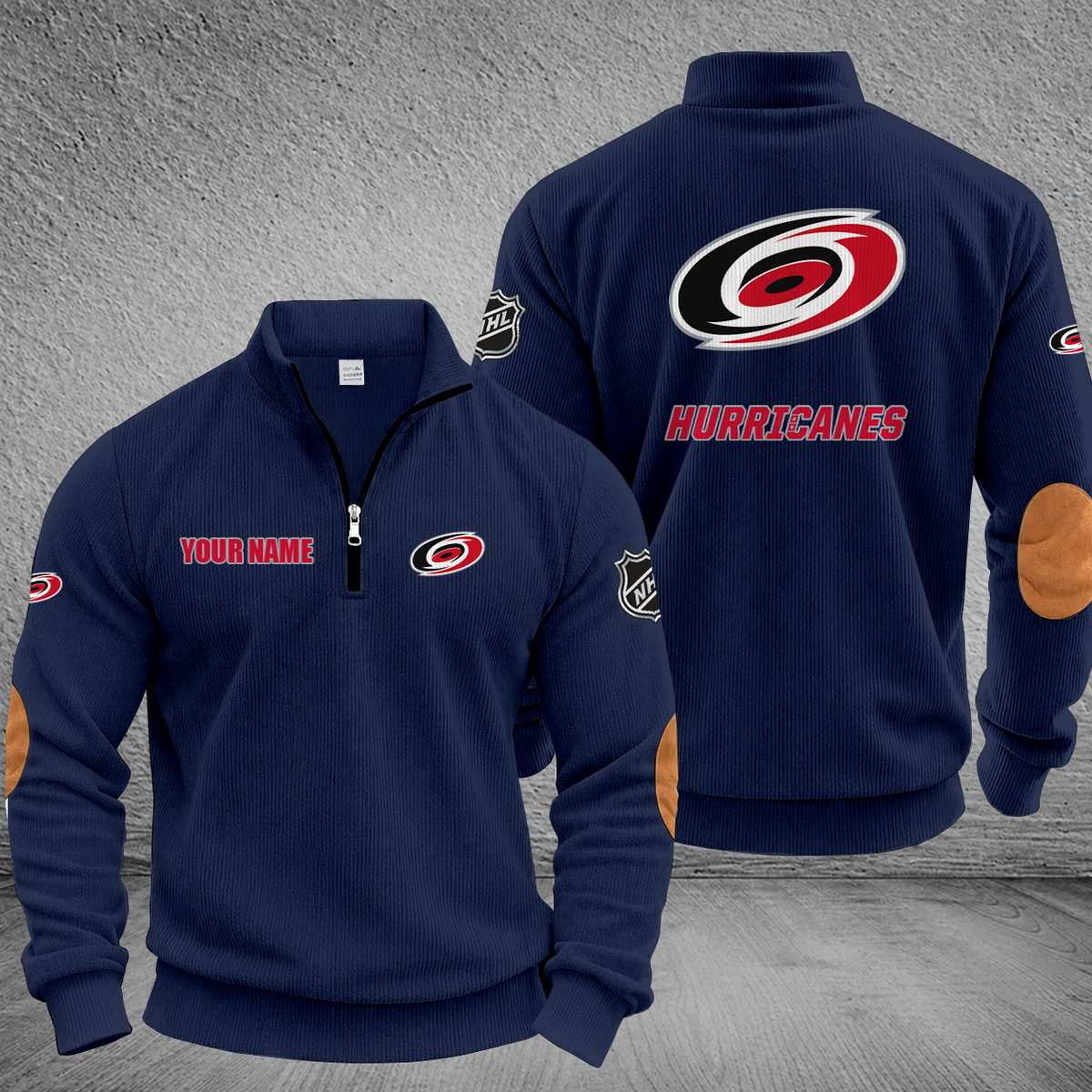 [SUPER SALE] NEW CUSTOMIZED NHL07 CLH CAROLINA HURRICANES MULTICOLOR STRIPED QUATER ZIP SWEATSHIRT