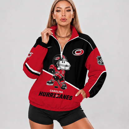 [SUPER SALE] NEW CUSTOMIZED NHL07 CLH CAROLINA HURRICANES V-NECK ZIPPER SWEATSHIRT JACKET