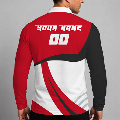 [SUPER SALE] NEW CUSTOMIZED NHL07 CLH CAROLINA HURRICANES MEN LONG SLEEVE POLO