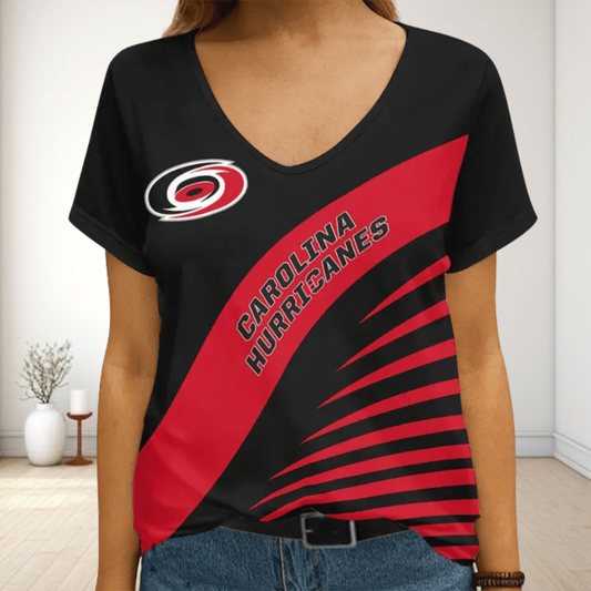 [SUPER SALE] NEW CUSTOMIZED NHL07 CLH CAROLINA HURRICANES V-NECK FEMALE SHIRT