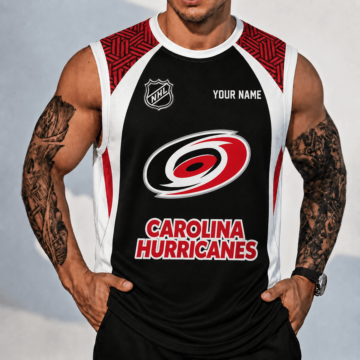 [SUPER SALE] NEW CUSTOMIZED NHL07 CLH CAROLINA HURRICANES TANK TOP & GYM SHIRT