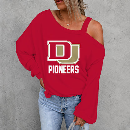 [FAN FAVORITE] NEW CUSTOMIZED NCAA MFF07 DEP DENVER PIONEERS DROP SHOULDER SWEATSHIRT