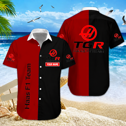[FAN MUST-HAVE] NEW CUSTOMIZED F107 HAS HAAS UNISEX HAWAIIAN SHIRT & SHORTS SET
