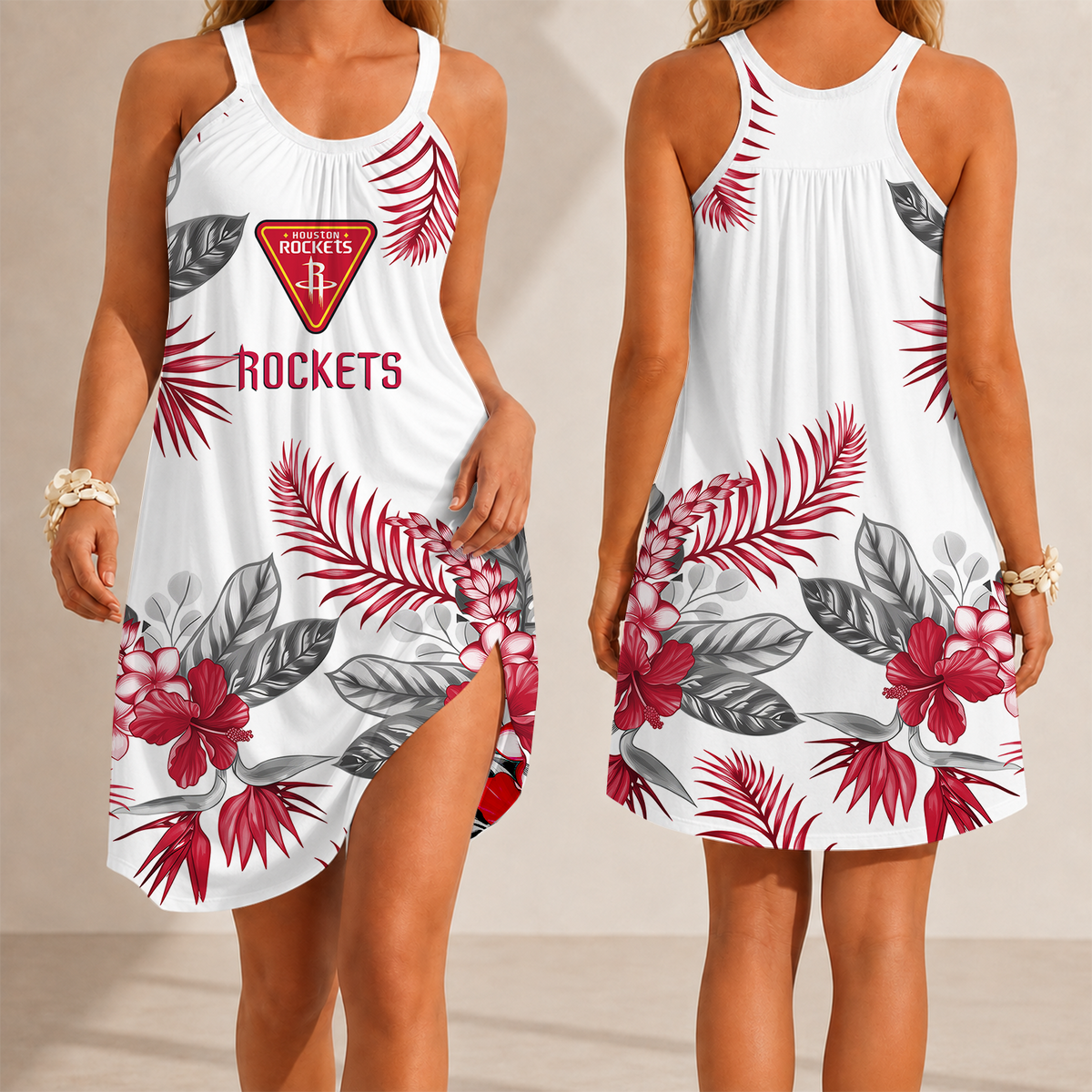 [HOT DEAL] NEW CUSTOMIZED NBA07 HRO HOUSTON ROCKETS CAMISOLE DRESS